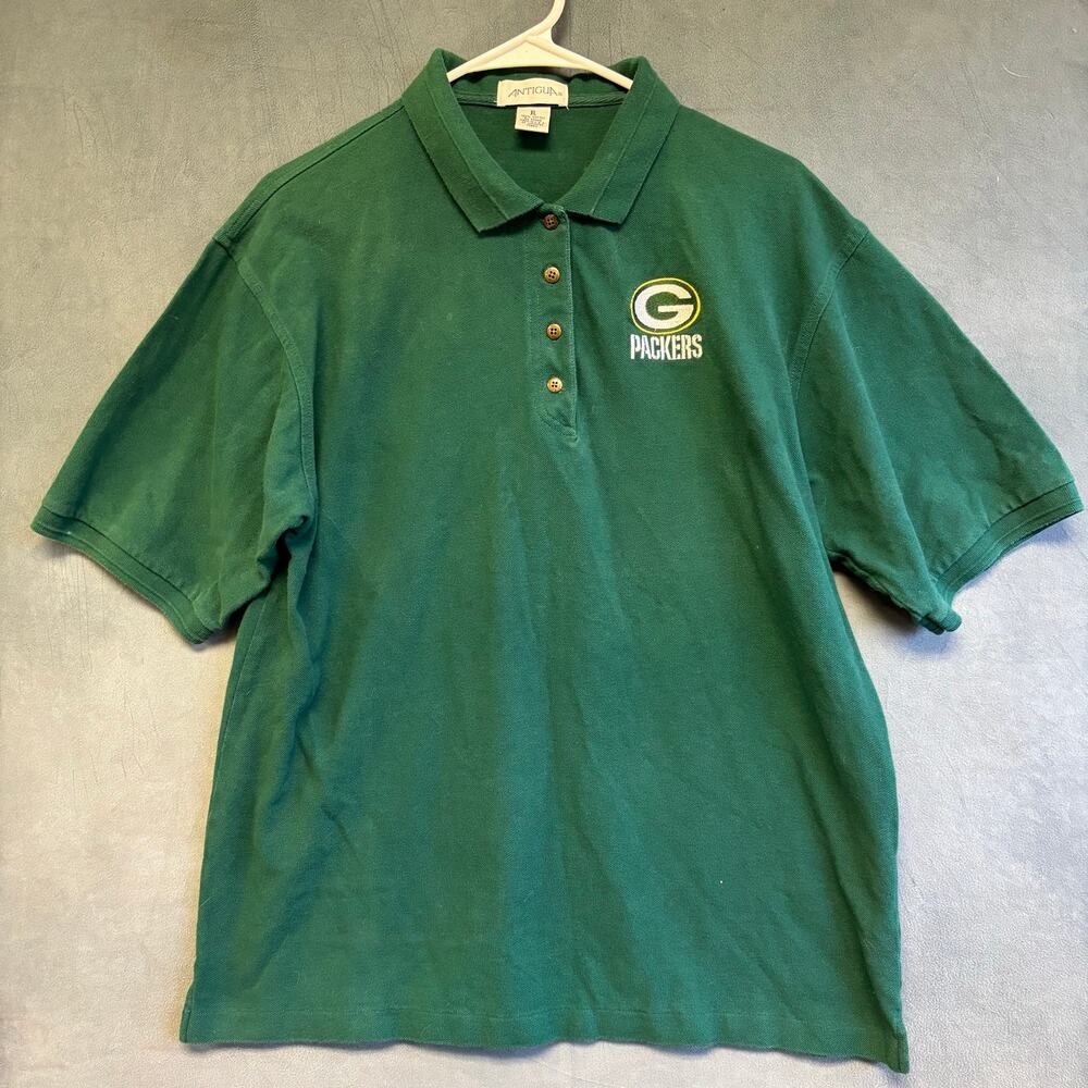 Vintage Antigua Green Bay Packers Polo Shirt XL Made in USA 90s NFL